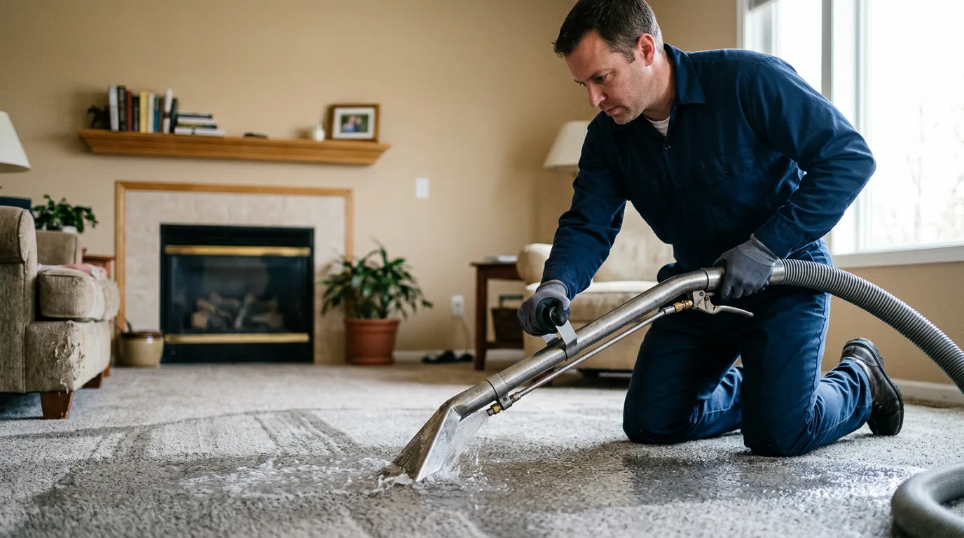 Water damage restoration technician working near North Olmsted, OH